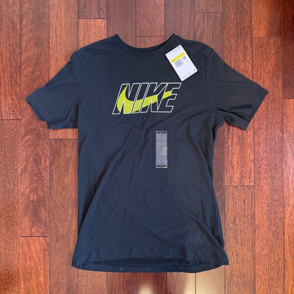 Nike Black Tee with Vibrant Yellow Logo